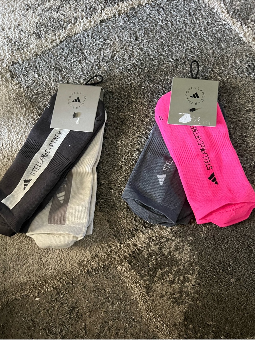 Adidas by Stella McCartney Athletic Socks
1-Black/Gray Med & 1-White/Pink SM